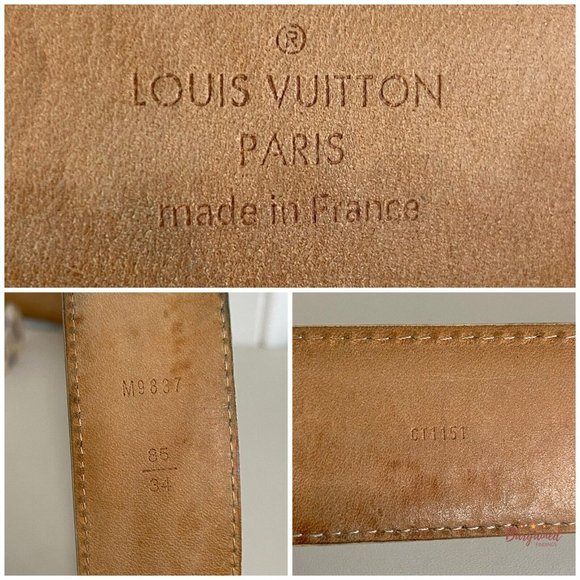 Authentic Louis Vuitton Damier Azur Canvas Leather Voyage Belt Size 85/34 M9837 - Picture 8 of 13